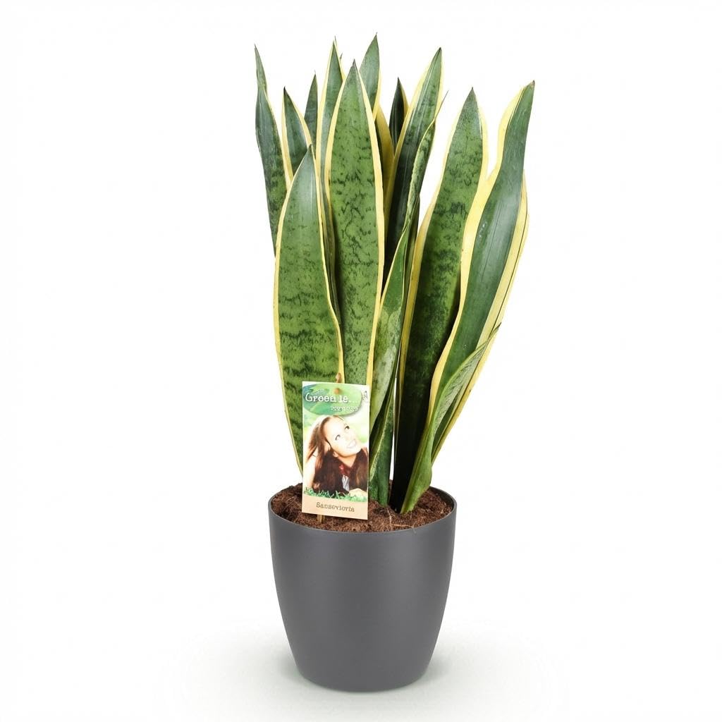 Bogenhanf Sansevieria Laurentii Schwiegermutterzunge grün gelb 70-Ø80 cm | für Innen und Außen, strukturierte Oberfläche, für Kräuter und Sukkulenten, standfeste Form