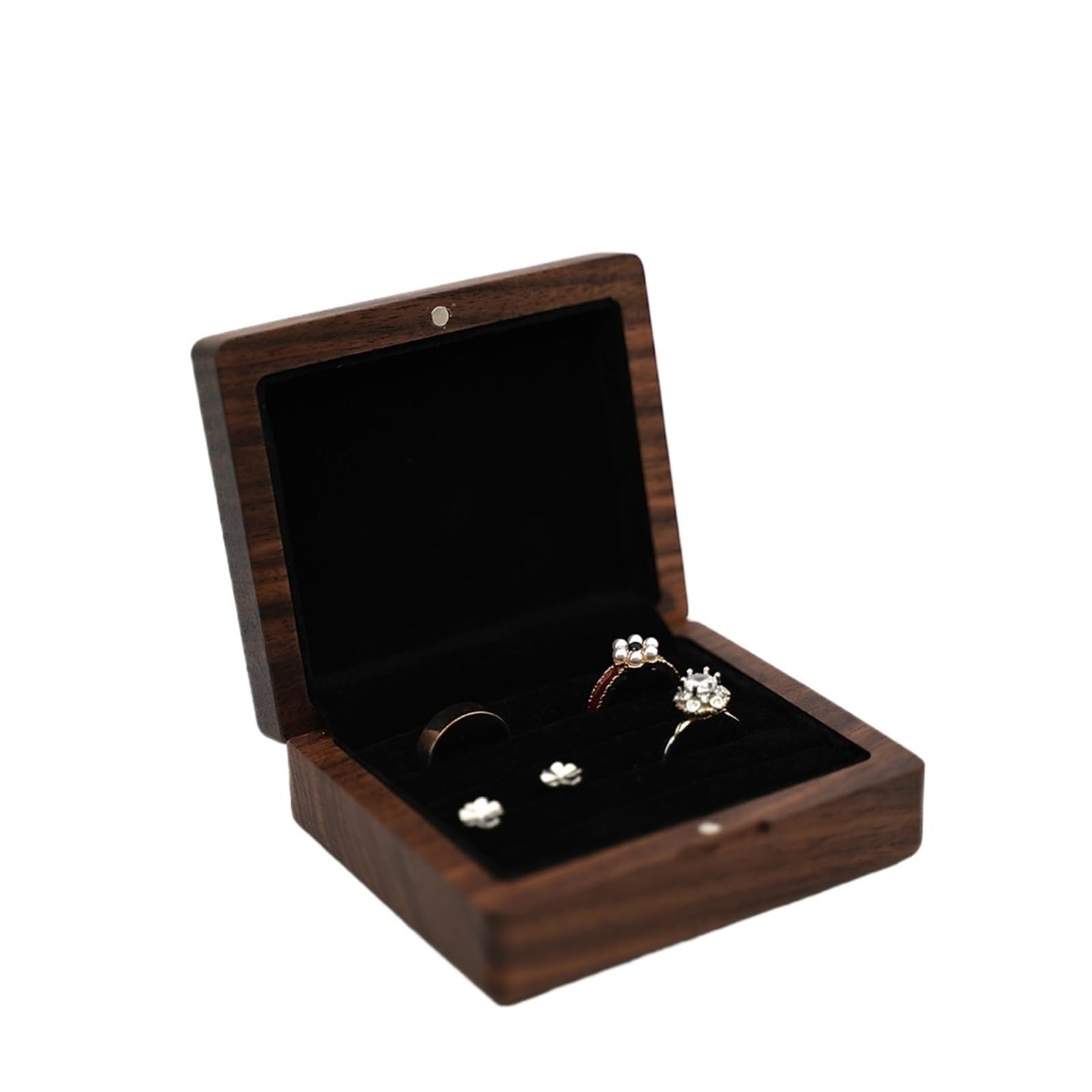 WWYYZAYC Wood Wedding Ring Box Storage Engagement Ceremony Proposal Portable Bead Case Rustic(Color03,NO ENGRAVING)
