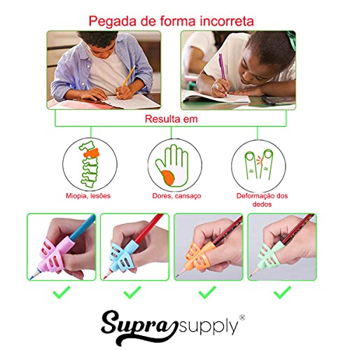 Adaptador Corretor Para Escrever Suporte Apoio Dedo Lápis (Laranja)