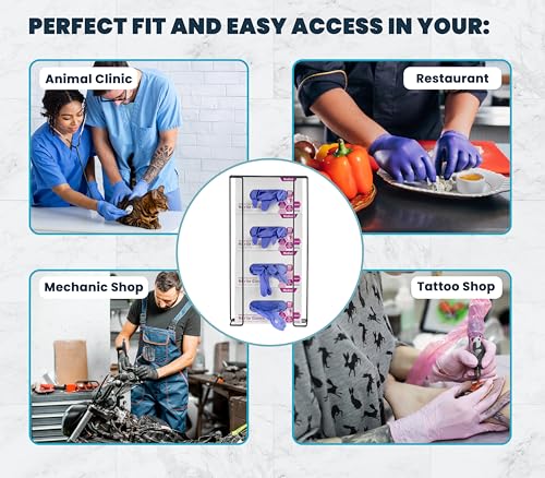 alpine glove holder for wall mount latex gloves - wire box dispenser for disposable gloves tissues masks wipes amp more - fits 4 boxes black