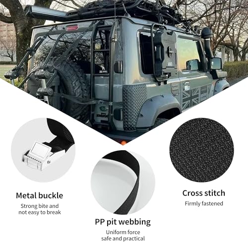 10 Stück Spanngurte, Zurrgurte 25mmx4m, Zurrgurt mit Klemmverschluss, Spanngurt Fahrrad, Spanngurt Schwarz Geeignet für Fahrräder, Motorräder, Gepäck, Load Capacity up to 250 kg, Gemäß DIN EN 12195-2