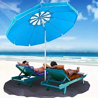 MOVTOTOP Beach Umbrella UV 50+, 6.5ft Umbrella with Sand Anchor & Tilt Aluminum