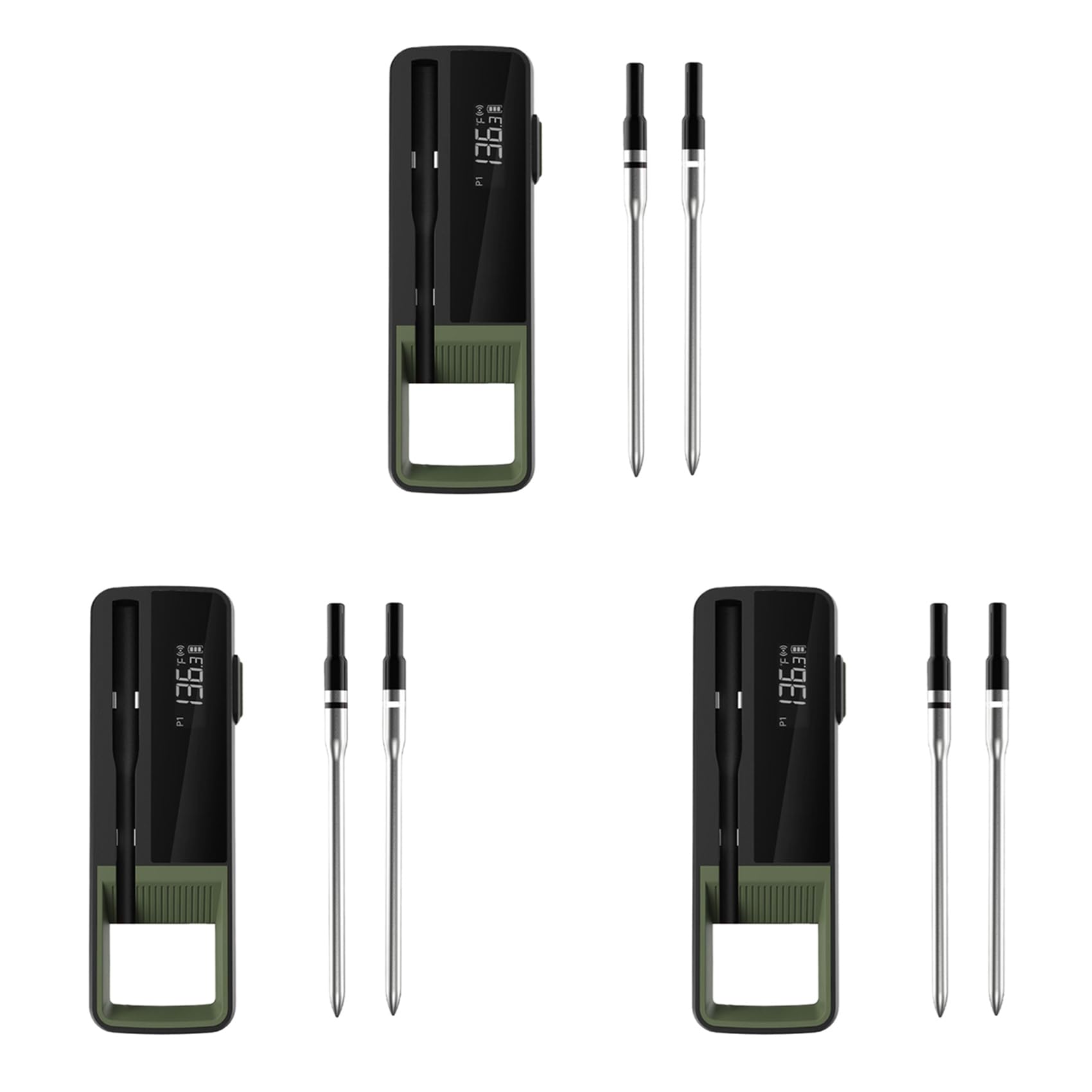 Hndhbfgrt 3X Wireless Food Meat Thermometer Smart Digital Bluetooth BBQ Thermometer for Kitchen Cooking Oven Grill with 6 Probes