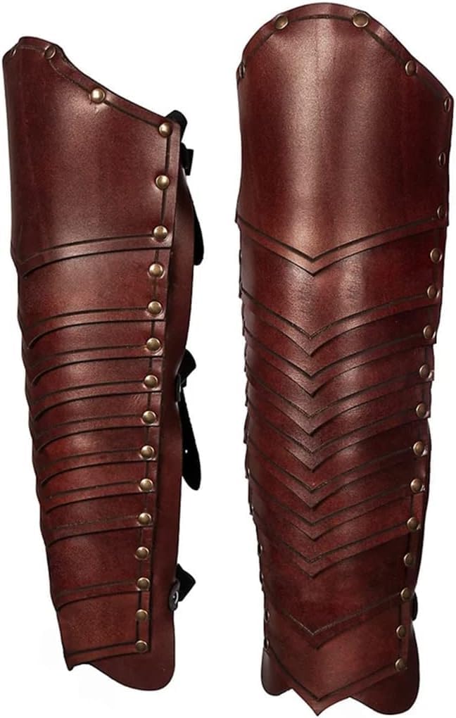 Générique Guêtres De Randonnée Médiévales, en Cuir PU, Réglables, Taille Unique, Accessoire De Cosplay Rétro, Accessoire De Théâtre (Brown)