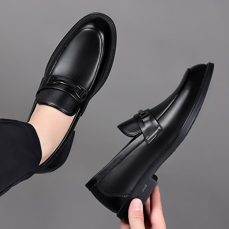Men's Genuine Leather Derby Shoes Men Casual Genuine Leather Slip On Loafers Causal Dress Boat Shoes Drive for Men2