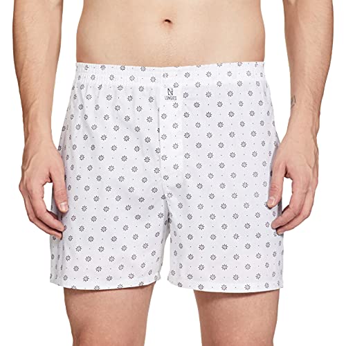 Image of Longies Pure Cotton Mens Boxers Pack of 3 Regular Shorts (LGBOXPO3V003 Green Tr,Red,White3368 L)