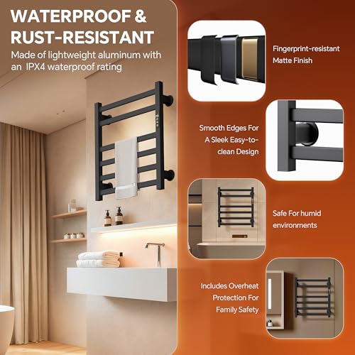 Electric Towel Warmer Wall Mounted, Heated Towel Rack w...