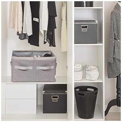 Moteph-Shoe-Organizer-Closet-Storage-Solution-with-Clear-Cover-Adjustable-Dividers-for-Shoes-Handbags-Blankets-Linen-Clothing-Grey-Medium-16-Pairs