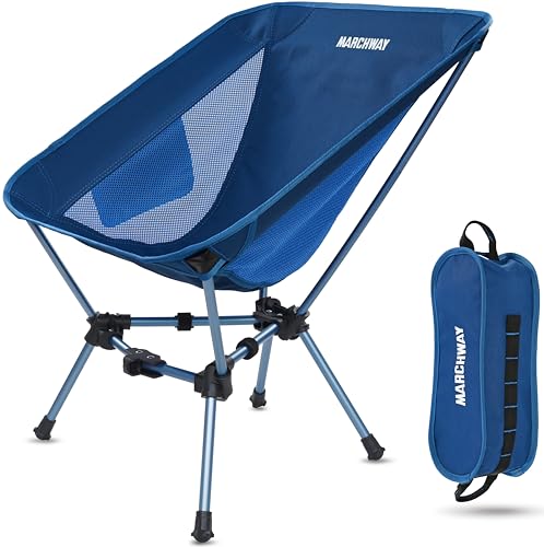Image of MARCHWAY Lightweight Folding Camping Chair, Portable Foldable Compact for Outdoor Camp, Travel, Beach, Picnic, Festival, Hiking, Backpacking, Supports 330Lbs (Dark Blue)