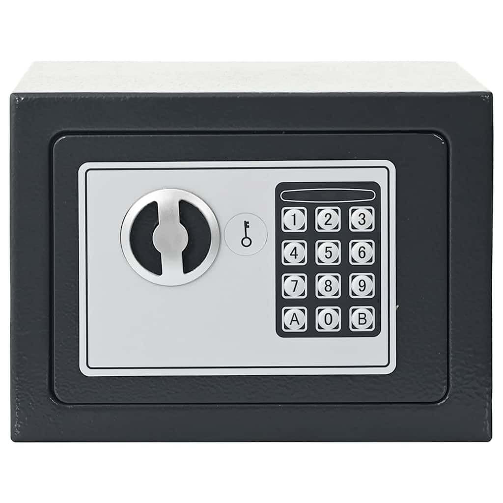 Cassaforte digitale grigio scuro, 23 x 17 x 17 cm, in acciaio, con serratura elettronica e lucchetto a combinazione, per documenti, cassaforte di sicurezza, cassetta di sicurezza, cassetta di