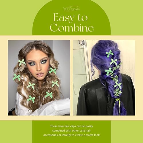 20 piezas pinzas lazo para cabello color verde miniatura 2