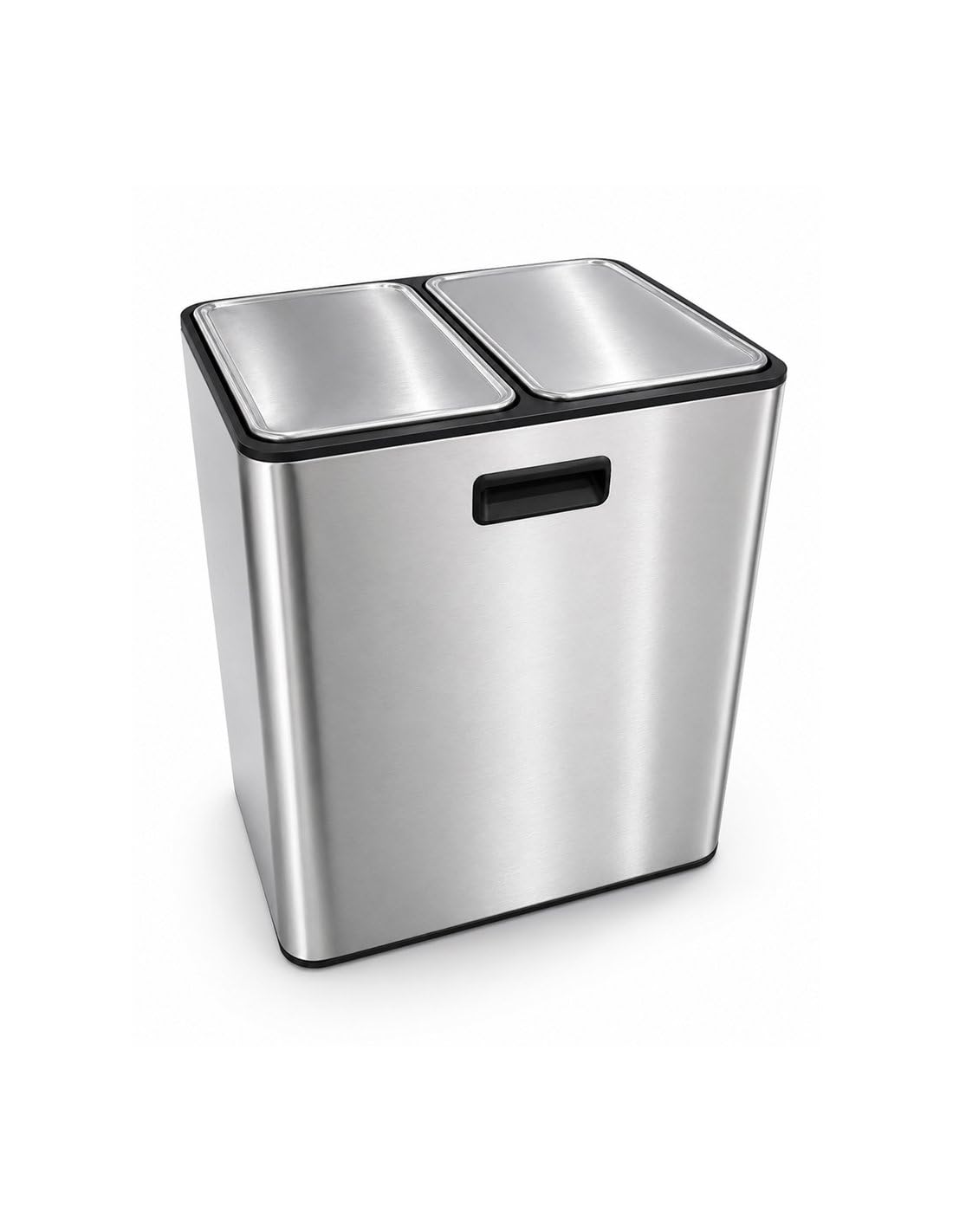 Jardin202 - Cubo reciclaje doble pedal | Acero Inoxidable y Negro Mate | Cubo de Basura Doble Compartimento | Para Cocina y Exterior | 30 litros (Plata)