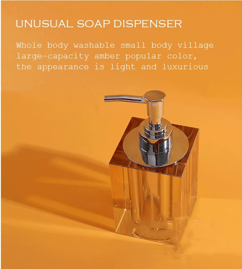 Dispenser di sapone manuale classico, set di accessori da bagno da 4 pezzi, pompa per sapone, dispenser di lozione in vetro trasparente di alta qualità, 280 ml/9,5 oz, ambra - 1 co,Amber-1 pack