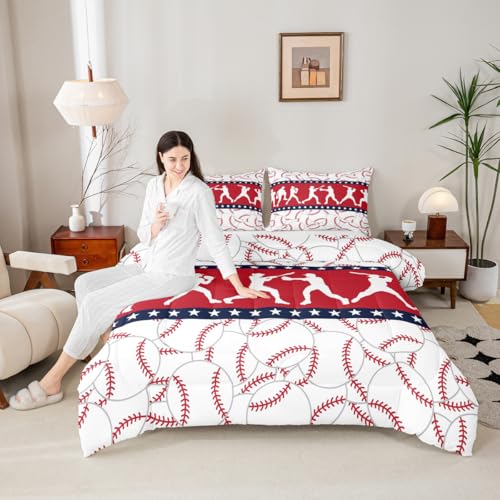 Image of Feelyou Baseball Comforter Set King Size for Kids Boys Girls