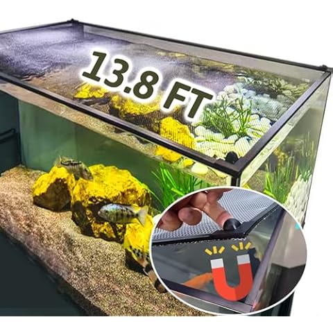 13.8 Feet DIY Magnetic Fish Aquarium Anti-Jumping net Cover, Mesh Screen Netting for Fish Aquarium Screen Top Cover, Aquarium Lid Prevents Fish, Reptiles from Jumping Out Cover