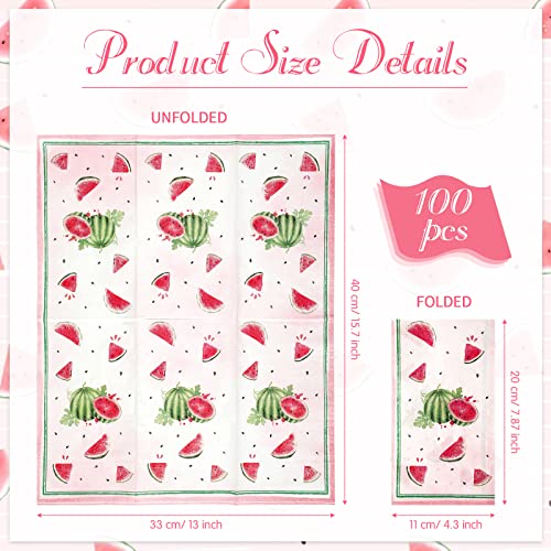 Crtiin 100 Pcs Watermelon Napkins Bulk Watermelon Paper Napkins Disposable Guest Napkins Dinner Hand Napkins Watermelon Party Napkins For Fruit Birthday Party Supplies Summer Wedding Decorations #TOP1