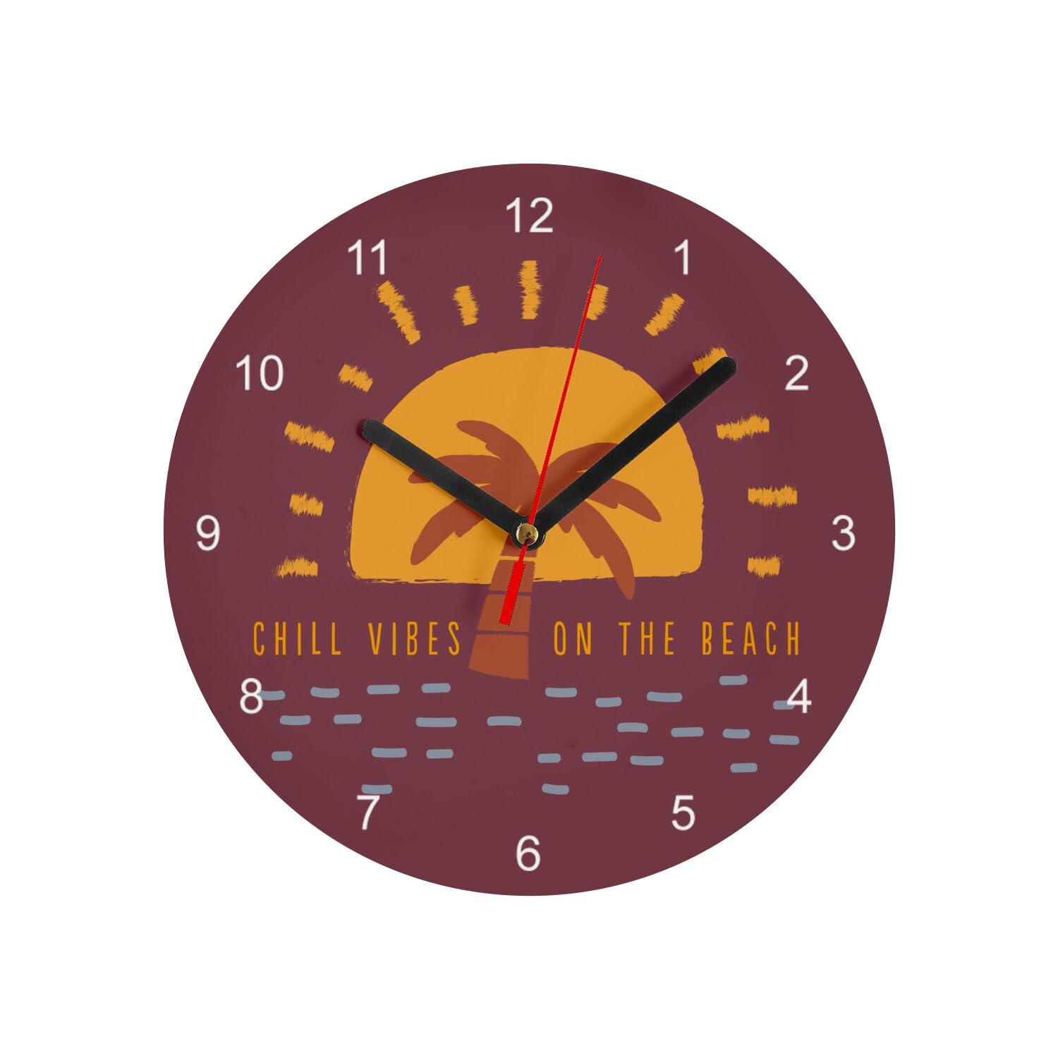 Horloge murale en verre rouge haut de gamme Chill Vibes