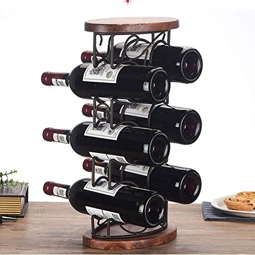Soporte para 6 botellas de vino de madera y hierro forjado miniatura 4
