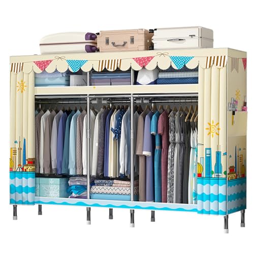 Armoire en tissu portable jaune pour optimiser le rangement des studios et chambres
