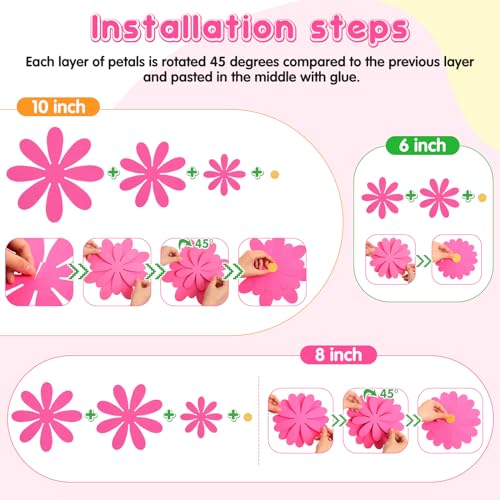 Image of MotiMind 18 Pcs Paper Flowers Bulletin Board Decorations DIY 3D Paper Floral for Wall Classroom Back to School Birthday Party Flower Backdrop Decoration Photo Backdrop(Rainbow Color,6 inch 8 inch 10 inch)