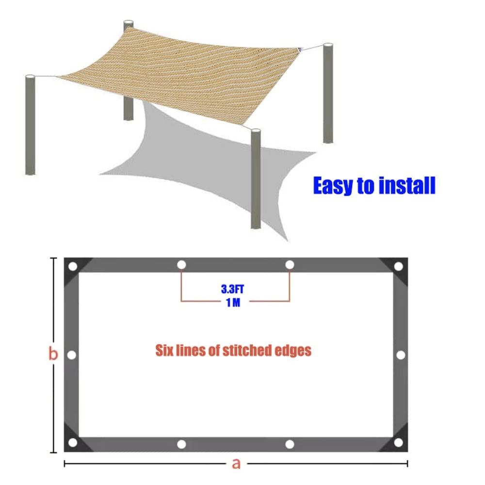 Red De Sombra 90% PañO De Sombra De ProteccióN Solar-Beige Malla Sombreo 1x2m 2x3m 3x4m 3x5m 4x5m con ojales, para Patio, Jardín, Invernadero, Camping toldo Vela de Sombra ( Color : Beige , Size : 5mx