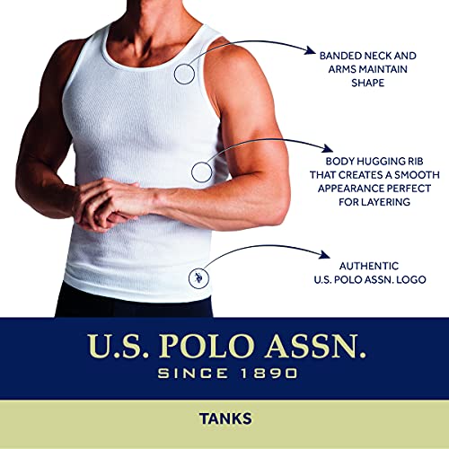 U.S. Polo Assn. Mens Tank Top - 4 Pack Undershirt White Cotton Ribbed Tank Top - Breathable Muscle Shirt (Sizes S-XL)2