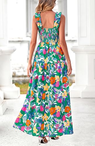 Image of BTFBM Dresses for Women Summer 2026 Formal Sleeveless Smocked Floral Long Wedding Guest Dress Party Spring