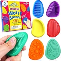 6 Pcs Sensory Stones - Silent Fidget Toys for Kids Adults - Calming Sensory Toys for Autism - Silicon Sensory Fidget Worry Stones - Fidgets for School, Workplace with Anxiety Relief for Kids Adults