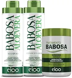 Eico Babosa Shampoo e Condicionador 800ml e Máscara Hidratação Profissional 1kg