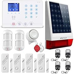 Mejor Sistema De Seguridad Para Casa Wolf-Guard W4Q-JD-W06 Alarmas para Casa, 15-Pieza 4G Sistema de Alarma para Casa, Inalámbrico Control Remoto por Call/SMS con 120DB Sirena de Alarma, Sensor de Puerta, Anti-pet Sensor para Hoga