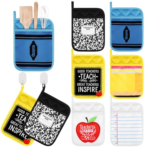 Qinyoung 6 Pcs Teacher Appreciation Pot Holders Heat Resistant Oven Mitt Valentine's Day...