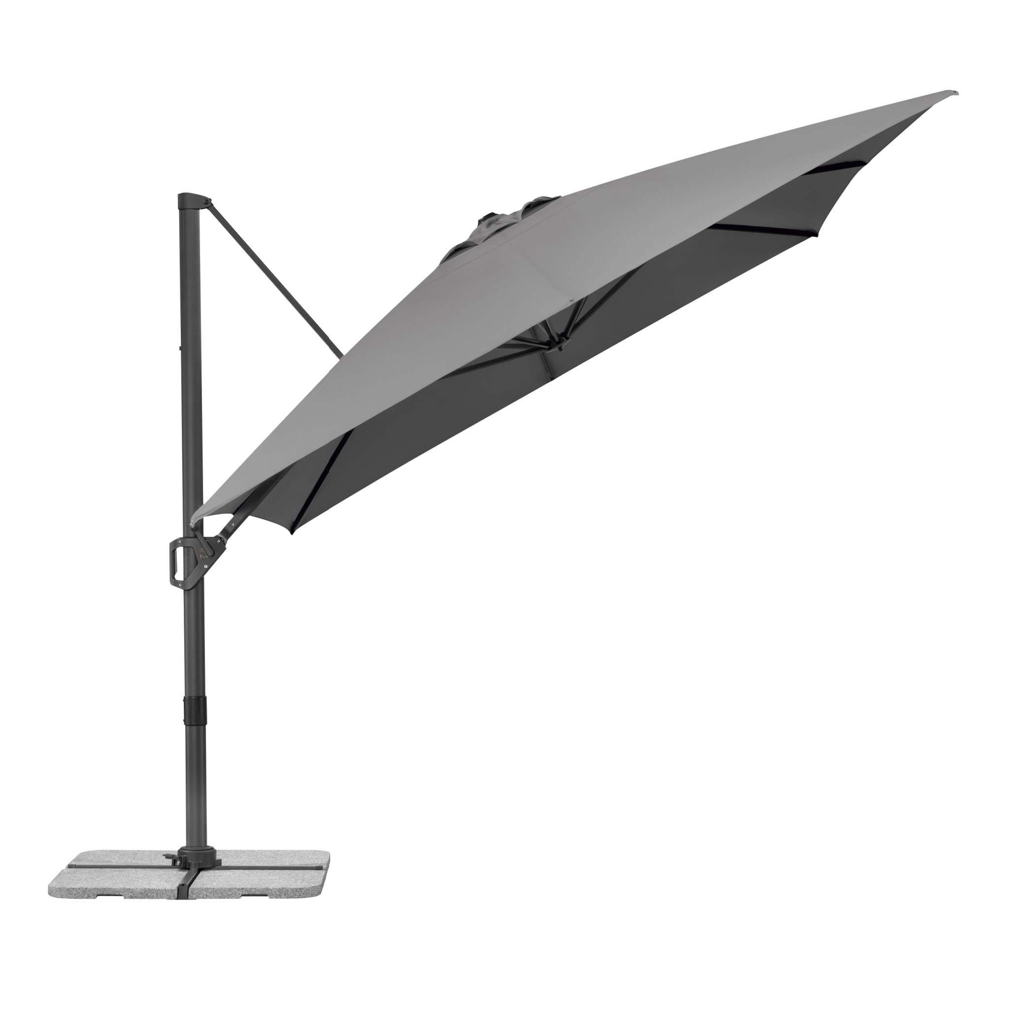 Schneider Ampelschirm TAVO 400 x 300 cm – UV-Schutz, 360° drehbar, neigbar, air-vent, lichtecht, inkl. Plattenständer & Schutzhülle – anthrazit/natur