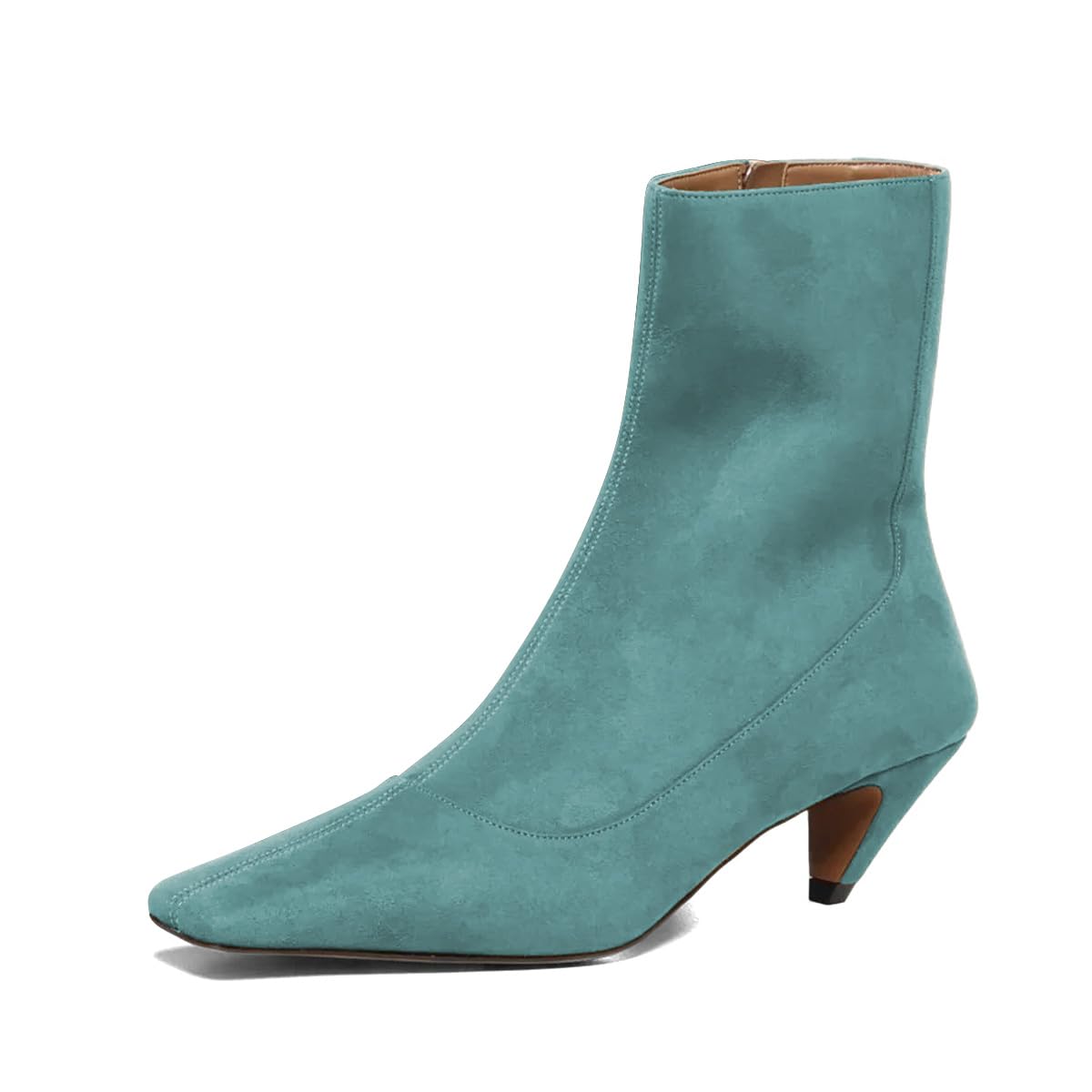 miss left Women Fashion Square Toe Side Zipper Ankle Boots Comfy Low Heel Short Boots Leisure Daily Outfit