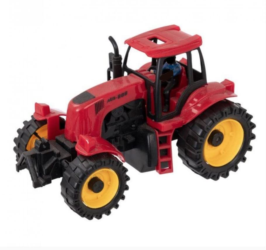 Celino Country Life Friction Powered Farm Tractor With Opening Bonnet Kids Boys Toy (Red)