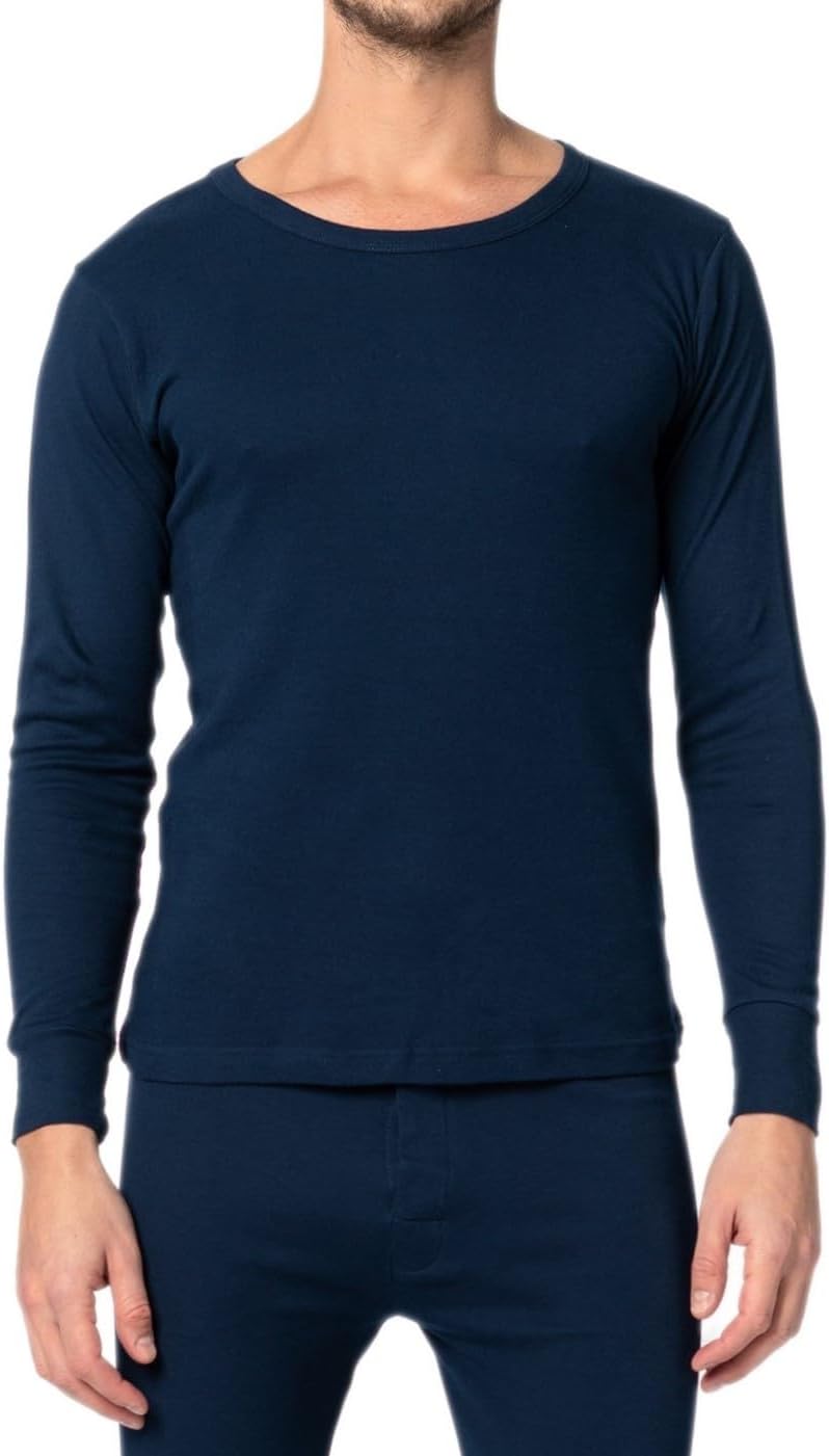 Andrew Scott Mens Thermal Base Layer Top | 100% Cotton Flat Knit Long Sleeve Shirt | Soft Fleece Underside | Multi Packs