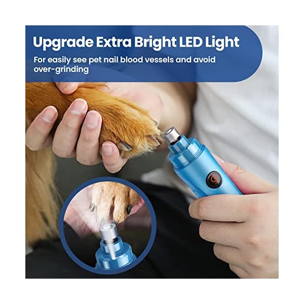 Deeloki dog nail grinder with led light upgraded 2 speeds painless pet dog nail trimmers and clipper super quiet best cat dog nail clipper kit for large small dogs pets cats breed paws quick grooming - image 5