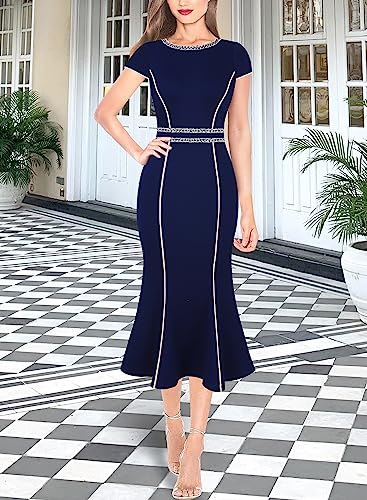 VFSHOW Womens Elegant Vintage Chruch Business Office Cocktail Mermaid Bodycon Midi Dress2