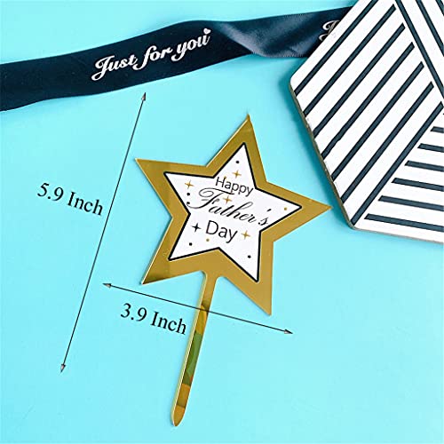 Gemseek 6 Pcs Happy Father's Day Cake Toppers, 3.5" Wide Cupcake Picks Set For Father's Day Party Favors Cake Decoration #TOP2