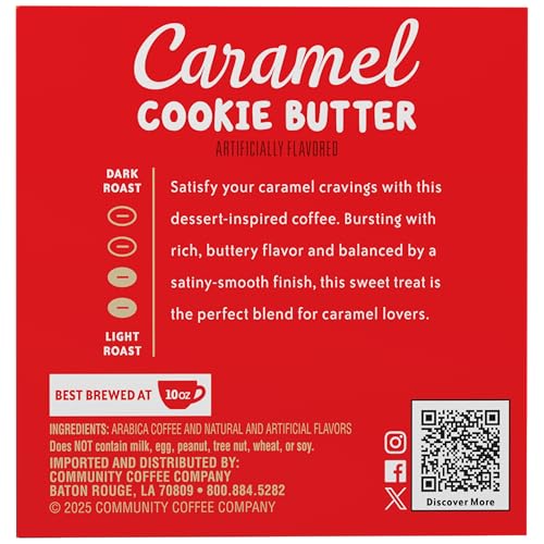 Image of Community Coffee Caramel Cookie Butter Flavored 60 Count, Medium Roast, Keurig K-Cup Coffee Pods, 10 Count (Pack of 6)