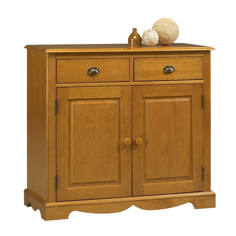 ACTUAL DIFFUSION Buffet Pin Miel 2 Portes 2 Tiroirs 2 Niches Style Anglais L 101 H 90 P 42 cm