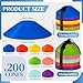 Sratte 200 Pcs Soccer Cones with Strap and Mesh Bag Agility Disc Cones Soccer Training Cones Disc Sports Cones for Drills Challenge Football Basketball Skating Kids Games Outdoor Indoor (Multicolor)