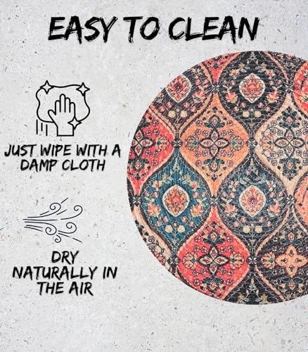 Image of LaVichitra Cotton Table Placemat | Dining Table Mat | Bed Side Table Mat | Cotton Round Shape Placemats | Washable PlaceMat for Shelves & Plant Pots - Pack of 1, Bohemian Ogee