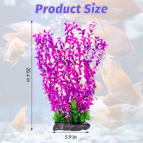 Image of Hamiledyi Aquarium Plastic Plants Aquarium Decor Artificial Fish Tank Plants,Tall Fish Tank Decorations, Extra Large Aquarium Plant 20.4-inch Tall,1PCS