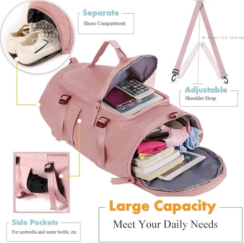 Image of Women Large Capacity Folding Travel Tote Bag|Waterproof Oxford Fabric Duffel Bag |Lightweight Foldable Expandable |Carry On Bag|Dry and Wet Storage |Travel Organizer| Portable Luggage Bag(multy color)