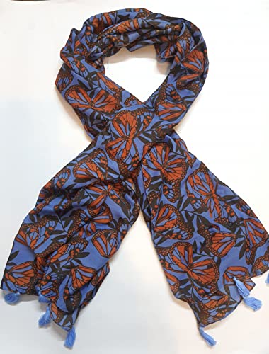 Fate Forever Cotton Head Sqare Scarf I Stole I Tippet I Color Blue Brown Butterfly I Size 66 inch x 26 inch - FFS43