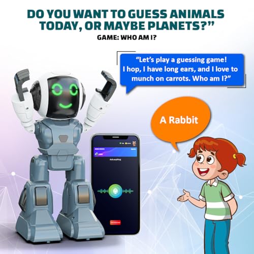 Image of Mirana Moonwalker | Smart Interactive Chat-GPT AI Robot Toy for Kids | USB Rechargeable Type-C | AR Games & In-Built Bluetooth Speaker | Remote & App Controlled | Gift for Boys & Girls 2+ Years (Grey)