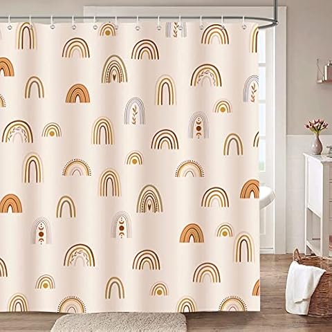 Bonhause Cortina de Ducha Arcoíris Boho Abstracto Moderno Niñas Cover