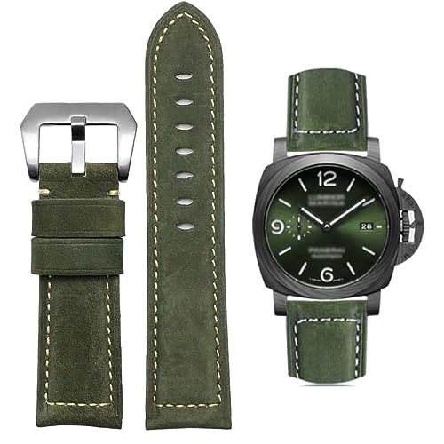 AIYIRUO Correa de reloj, correa de repuesto de cuero vintage, correa para relojes, correa de repuesto de cuero genuino Suave impermeable con herramientas 20mm 22mm 24mm 26mm para Panerai