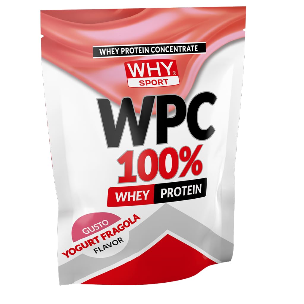 WHY SPORT WPC 100% WHEY - Protéines Whey - Protéines en Poudre pour la Masse Musculaire - Sans Gluten - Yaourt Fraise - 1 Kg