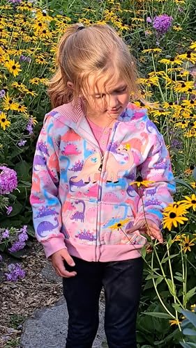 Popshion Toddler Girls Fleece Jackets Cotton Unicorn Hoodie Sweatshirt Fall Winter Zipper Coat Warm Hooded Sweater 2t-7t2